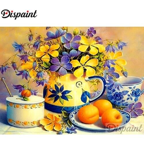 Dispaint Full Square/Round Drill 5D DIY Diamond Painting "Flower orange" Embroidery Cross Stitch 3D Home Decor A10271