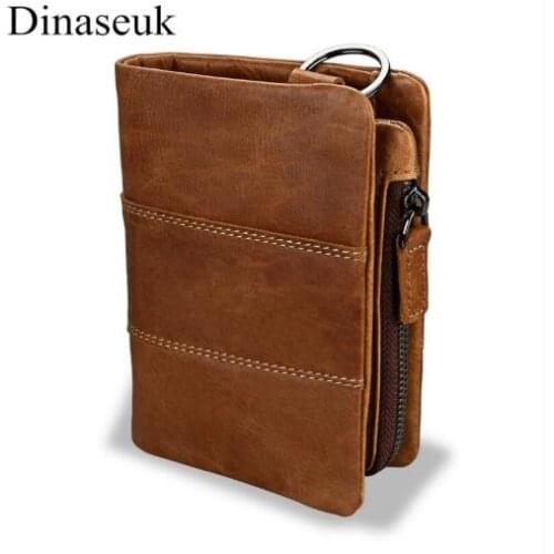 Newest Multi Function Bi-fold Wallets Vintage Men Genuine Leather Credit Card Purse For Cash Brown Black Key Chain Holder RFID