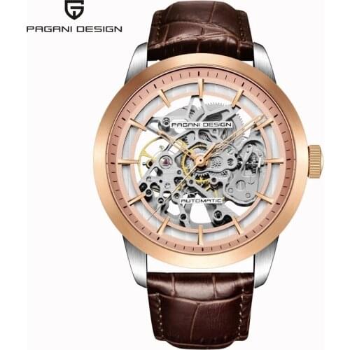 Pagani Design Skeleton Hollow Leather Men Watch Luxury Stainless Steel Machine Male Clock Men Waterproof Watch Relogio Masculino