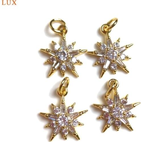 5pcs Star Pendant Charm Tiny Star Gold Brass Pendant Cubic Zircon Delicate Pendant Star Design Pendant For Necklace Jewelry Y