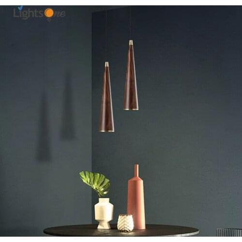 Postmodern dining room bar lamp minimalist bedroom bedside walnut brass pendant lights