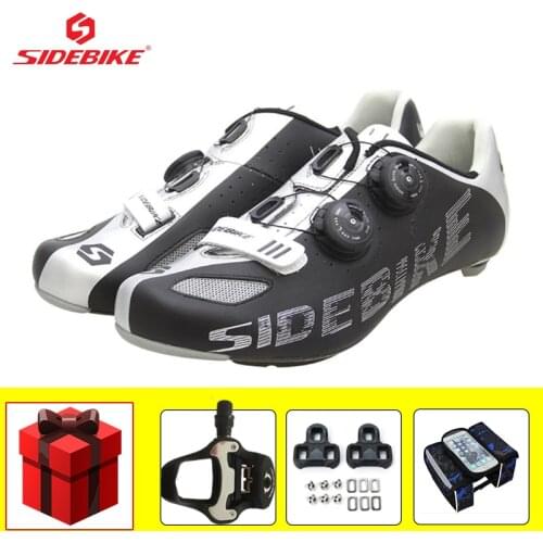 SIDEBIKE Professional Road Cycling Shoes Carbon Fiber Sole Self-locking Ultra-light Bicycle Racing Sneakers Add Pedals Footwear