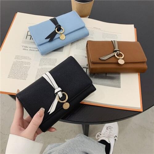 Simple Womens Wallet Female Short Student Three-folding Card Holder Coin Wallet