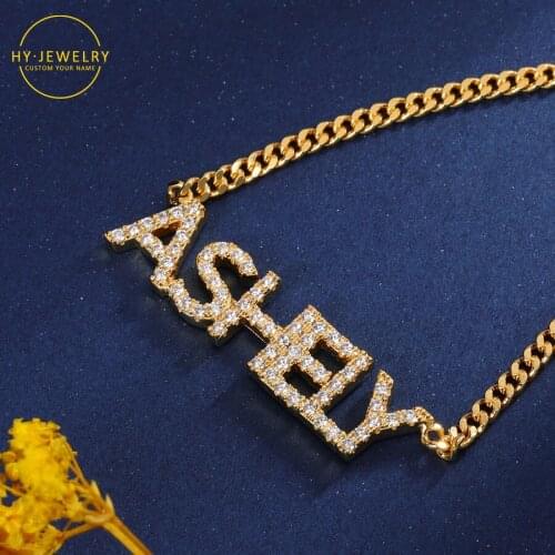 Crystal Name Necklace/Zirconia Name Necklace Personalized Iced Out Letters Necklace For Women Commemorat Custom Jewelry Gift