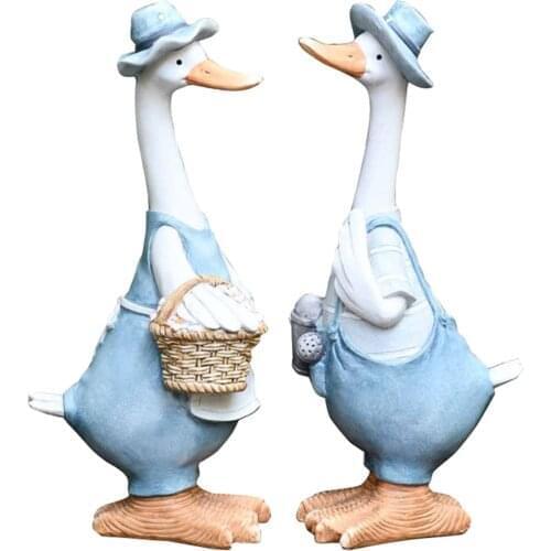 Garden Statues Exquisite Resin Duck Sculpture Standing Home Décor 12inch