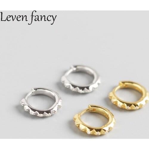925 Sterling Silver Gear Punk Circle Rivet Earrings for Girls Party Jewelry Huggie Cartilage Hoop Earring