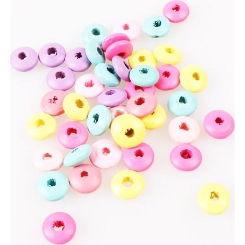 Mixed Colors Flat Round Shape Wooden Material Wheel Beads Fit Jewelry DIY 5x10mm 400pcs