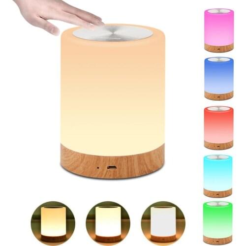 LED Touch Control Night Light Dimmer Lamp with Rechargeable Internal Battery Smart Bedside Lamp Dimmable RGB Color