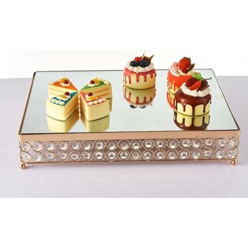 Vintage Glass Mirror Cake Stand Wedding Birthday Party Dessert Decorative Display Tray