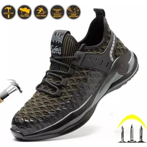 Labor Insurance Shoes Mens Anti-Smashing And Anti-Piercing Steel-Toed Shoes Breathable Wear-Resistant Safety Work Shoes Women