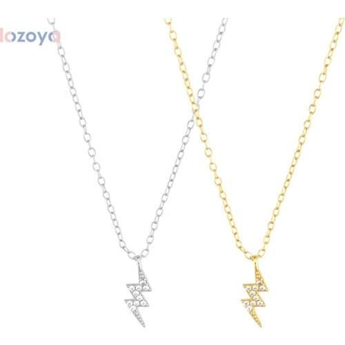 Lozoya 925 Sterling Silver Lighting Crystal Jewelry Pendant Pave Zircon CZ Luxury Chain Necklace Fashion Women Rock Punk