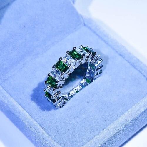 Womens Fashion Personality luxury 925 Silver 3A Zircon Ring Birthday Party Gift Jewelry Ring size 6-10