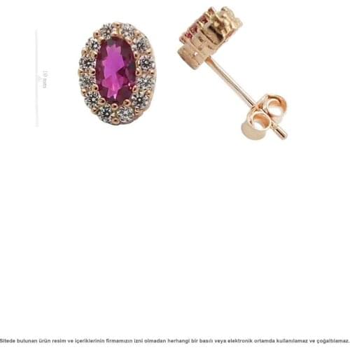 Pink Cubic Zirconia Rose Plated Silver Women Earrings