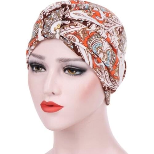 New Fashion Printed Womens Muslim Turban Hat Cotton Turban European And American Pastoral Floral Turban Chemotherapy Hat