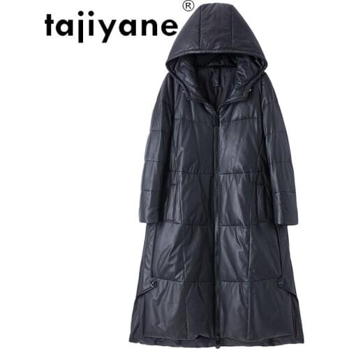 Real 2021 Winter Sheepskin Jacket Women White Duck Down Coat Woman Hooded Parkas Jackets Long Coats Abrigo Mujer TN1335