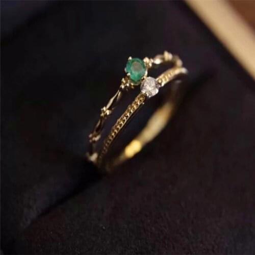 Natural Emerald 925 sterling silver ring Women ring Simple design Best gift Emerald ring
