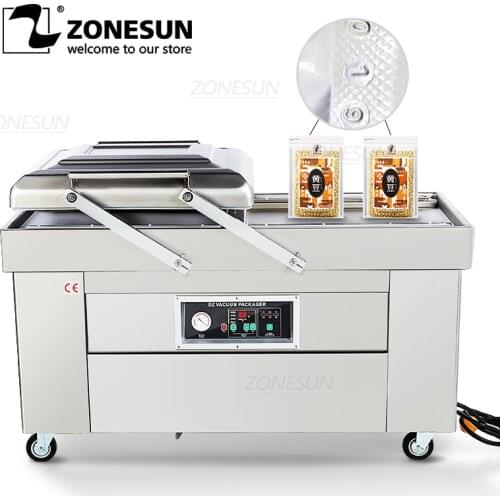 ZONESUN Vacuum Food Sealer Automatic Double Chamber Bags Packaging Machine Vacuum Printing Sealing Machine