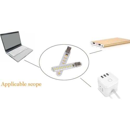 1/2pcs Mini Portable USB LED Book Light DC5V Ultra Bright Reading Book Lamp 3LEDs 8LEDs Lights For Power Bank PC Laptop Notebook