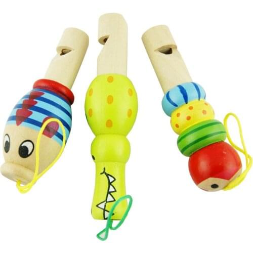 1Pcs Wooden Random Color Toys Cartoon Animal Whistle Educational Music Instrument Toy for Baby Kids Children