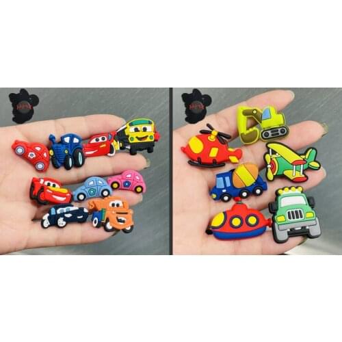 15PCS PVC Colourful Cartoon Cars Fridge Magnetic Sticker Cute Transportation Refrigerator Magnets Kids Boy Gift Stationery Toy