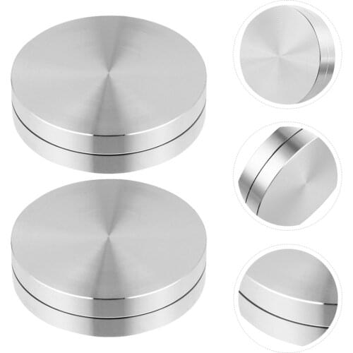 2pcs Cake Baking Tray Axle Turntable Aluminum Alloy Rotating Tray Stand Base