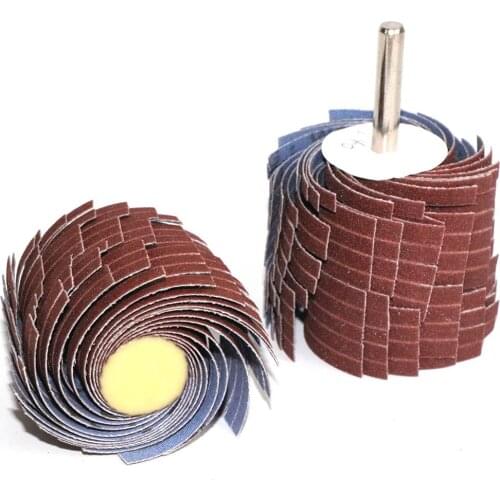 2Pcs Drilll Accessories 80-600 Grit Sanding Flap Wheel 6mm Shank Sanding Grinding Sand Paper Shutter Wheel for Rotary Tool