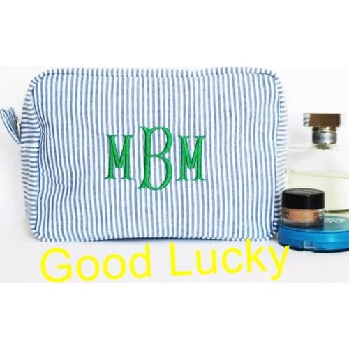 200pcs/lot Wholesale Seersucker Cosmetic Fabric Makeup Bag Women Toiletry Travel Case 6 Colors Pouch Gift Makeup Bag