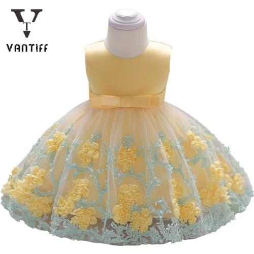 2021 Baby Girl Dress Flower Lace Princess Dresses Fancy Candy Skirt Kids cotton Bow Clothes Beauty Birthday Party Dress