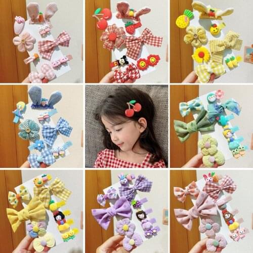 5/10 Pcs/Set Children Cute Cartoon Flower Bow Ornament Hair Clips Baby Girls Lovely Barrettes Hairpins Kids Hair Accessoires