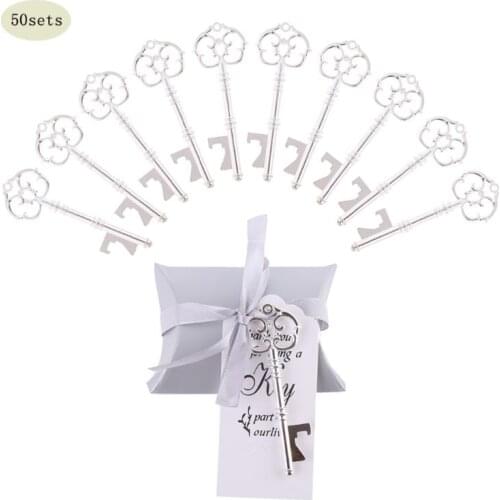 50 Sets Wedding Party Key Bottle Opener with Tag Paper Candy Bag Souvenir Gifts New 2020