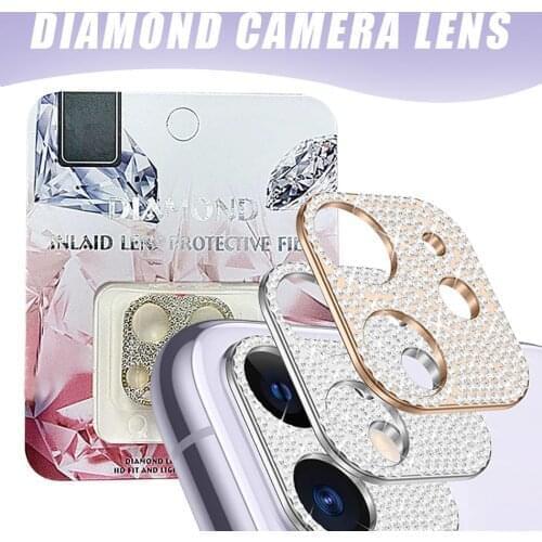 For iPhone12promax Series Diamond Metal Camera Lens Protector Tempered Glass Full Curved