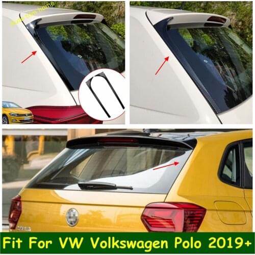 Lapetus Car Accessories Black / Carbon Fiber Look Rear Window Strip Decorative Cover Trim Fit For VW Volkswagen Polo 2019 - 2021