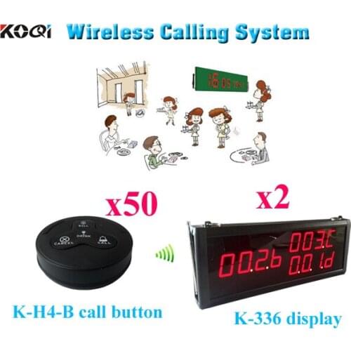Wireless Calling System Buzzer For Waiters 2 Transmitter Display With 50 Call Buttons