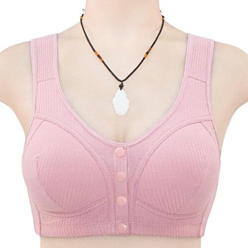 Wire Free Cotton Bras Women Front Closure Bra Camisole Underwear Female Lingerie Plus Size 105 B C Cup