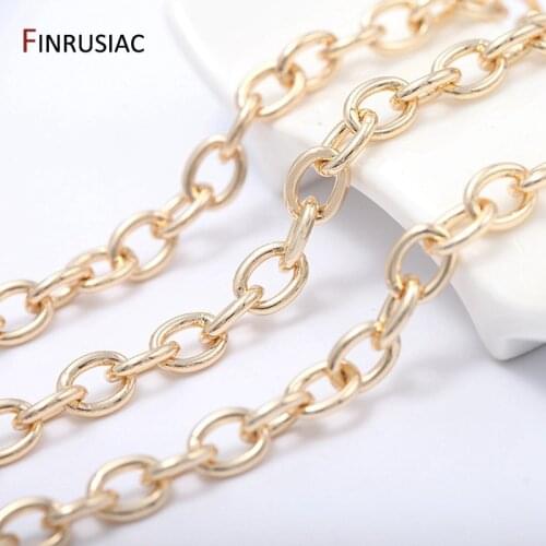 14K Real Gold Plated Brass Metal Thick 1.5mm Round Cuban Chain For Jewelry Making DIY Necklace Bracelet Chains Findings