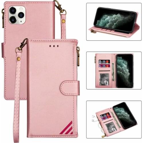PU Leather Flip Phone Case w/Multi Purpose Zipper Wallet Bag for iPhone 12 mini 11 Pro Max Xs Max XR X 8 7 6 6s Plus SE Cover