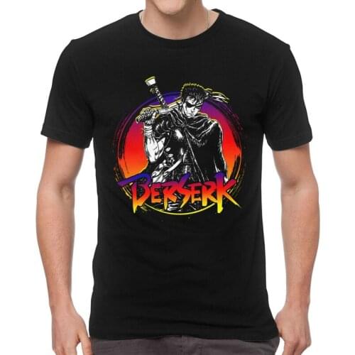 Anime Berserk Gatsu T Shirts Men Short Sleeve 100% Cotton T-shirt Anime Manga Swordsman Guts Tee Tops Novelty Tshirts Gift Idea