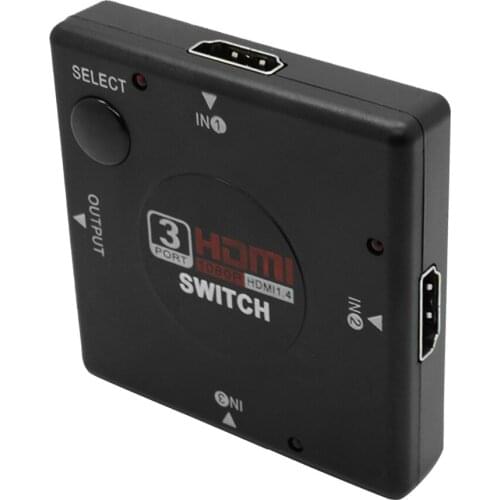 HDMI Switch Switcher 3 IN 1 OUT Hub HDMI Splitter HDMI Port Splitter Amplifier for HDTV DVD PS3,Xbox 3601080P 100pcs/lot