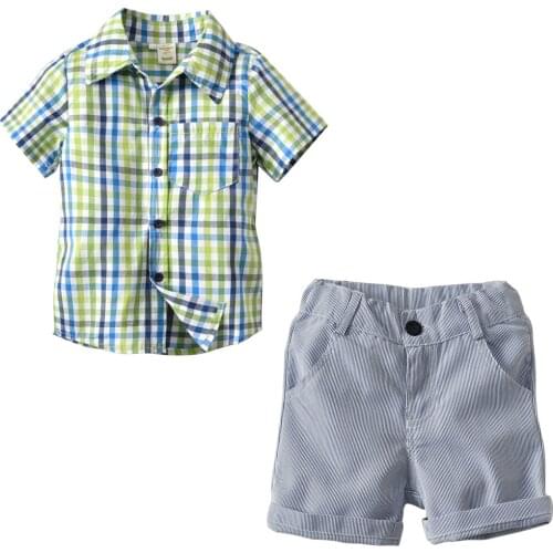 Oklady Newborn kids Boys Clothing Sets Spring Gentleman Clothes Cotton short Sleeve Outfits Shirt+ Pants Children clothing Suits