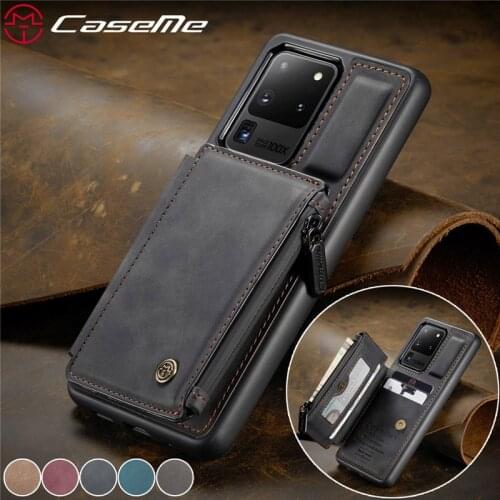 Zipper Purse Leather Case For Samsung Galaxy A21S A51 A71 S21 Ultra S20 FE S10 S9 S8 Plus Note 20 10 9 Wallet Card Cover Coque