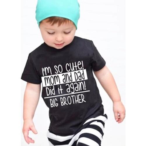 I'm So Cute Mom and Dad Boys Summer Loose T-shirts Funny Short Sleeve T Shirt Size 1-10 Year Children Sleep Clothing Tees Tops