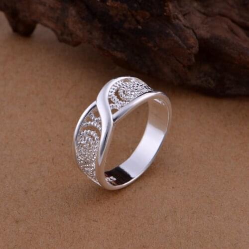 Milangirl Hollow Flower Ring High-end Fashion Weave Pattern Jewelry Plated Rings for Women Engagement Ring