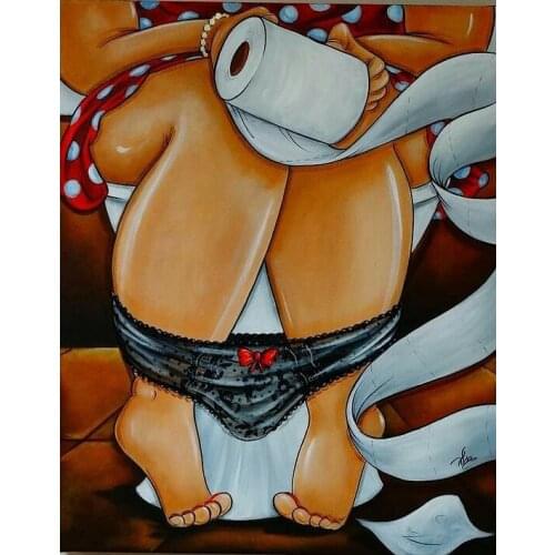 Fashion Lady DIamond Embroidery Toliet Sets the fat woman in dire need 3D DIY Paintings WC Dame European Style Handmade Crafts