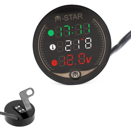 Motorcycle Voltmeter Time Temperature LED 3-in-1 LED Digital Voltage Meter For Suzuki rmz 250 450 drz 400 sm RMX250 RMZ250