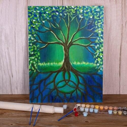 Scenery Tree Landscape DIY Paint By Numbers Package Acrylic Paints 50*70 Canvas Painting Home Decoration For Kids Art