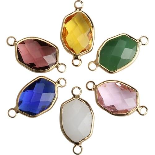 JAKONGO Gold Color Oval Clear Glass Connectors for Jewelry Making Bracelet Findings Accessories DIY Craft 24x12mm 6pcs/lot