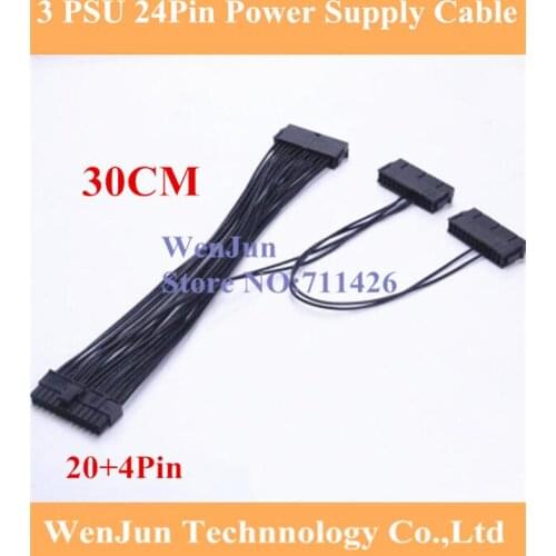 PCI-E express ATX 24Pin ( 20Pin+4Pin ) 20+4Pin Triple 3 PSU Power Supply Cable CORD 18AWG Wire 30cm For BTC Miner Machine 10pcs
