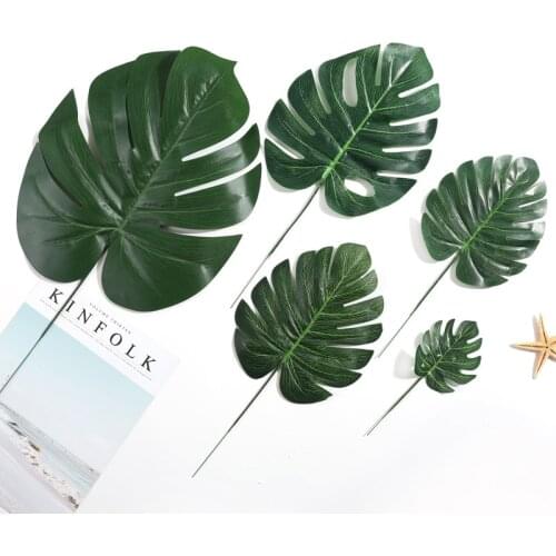 Plastic Artificial Leaves GreenTropical Palm Leaves Simulation Leaf For Party Home Garden Decorations DIY