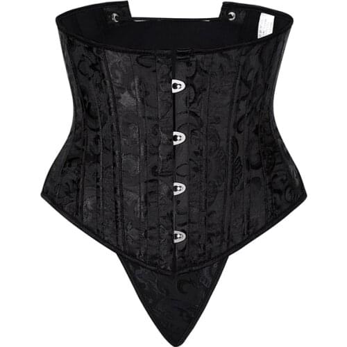 Underbust Corset Floral Front Buckle Closure Bustier Sexy Women Corselet 24 Steel Bone Waist Trimmer Black Shapers Shapewear