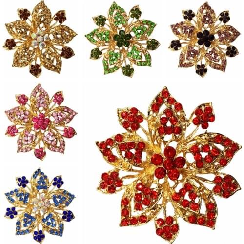 Mixed Colors Flower Brooches 70mm Large Brooch Wedding Gift Broche Pin for Women Accessories Scarf Buckle BRO55